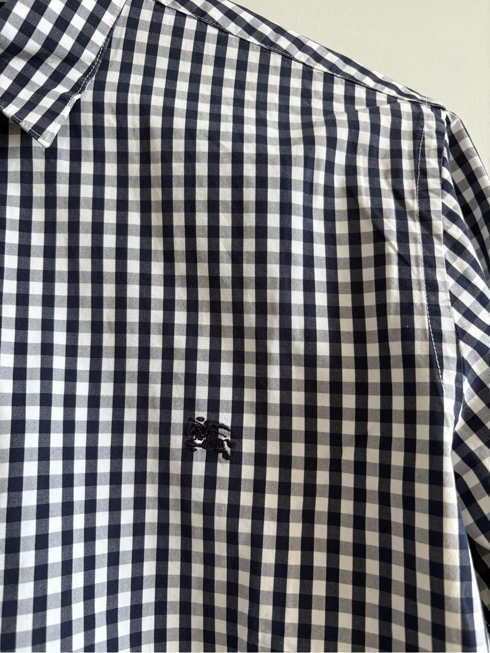 Burberry Brit Navy & White Gingham Check Button-Down Shirt | Size Medium - Picture 3 of 8